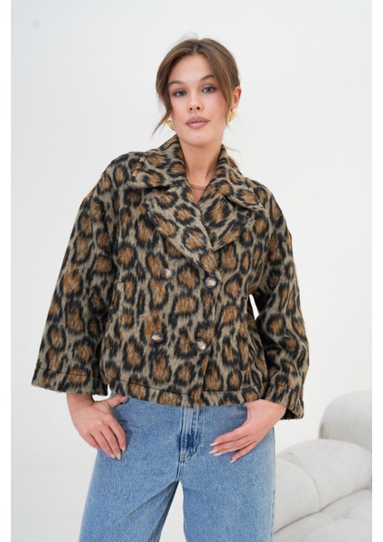 Kadın Leopar Ceket Kahve 30993