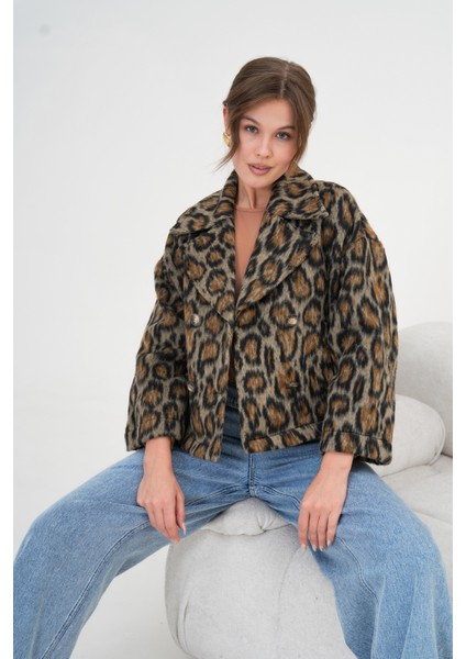 Kadın Leopar Ceket Kahve 30993 modelleri