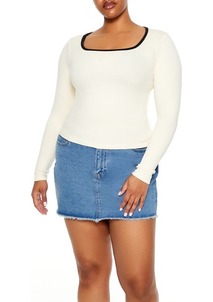 Plus Size Kare Yaka Bluz