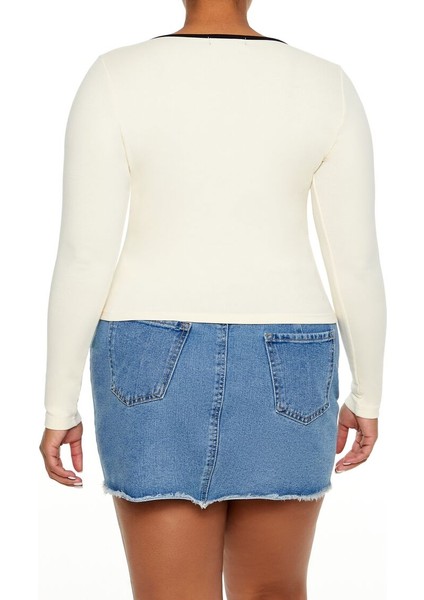 Plus Size Kare Yaka Bluz