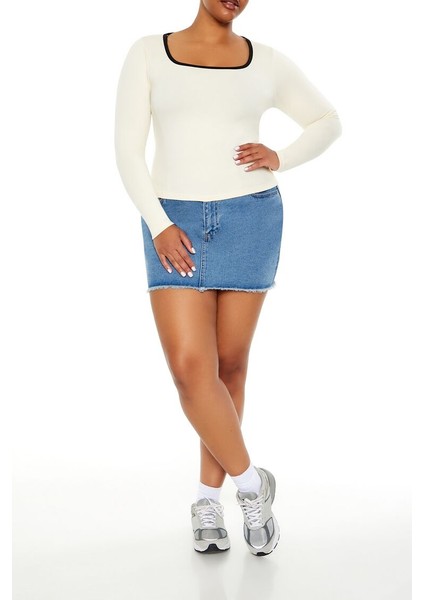 Plus Size Kare Yaka Bluz