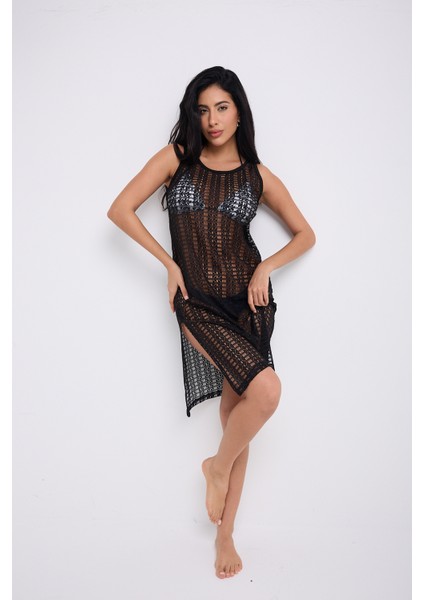 Dantel Detay Askılı Siyah Elbise modelleri