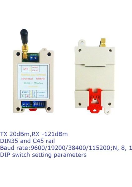 Dc 12V 24V Din Ray Dıp Anahtarı RS485 Kablosuz Alıcı-Verici 20DBM -121DBM Uart Verici ve Alıcı Modbus Rtu Modülü (Yurt Dışından) modelleri