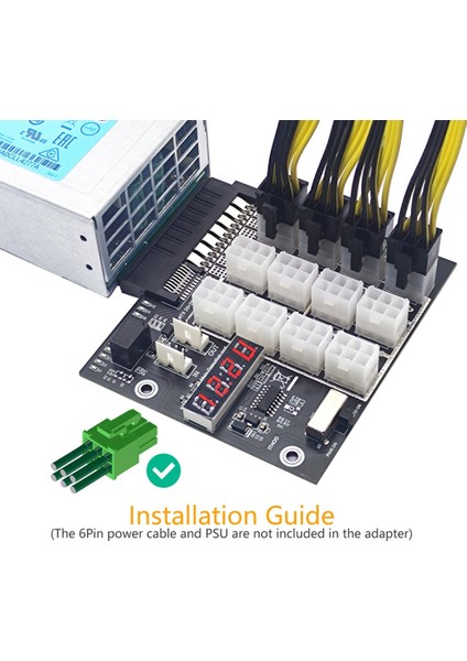 Madencilik Breakout Kartı 12 Port 6pin Konnektör Güç Modülü Hp 500W 800W 1400W 1600W Psu Gpu Grafik Kartı Için (Yurt Dışından)