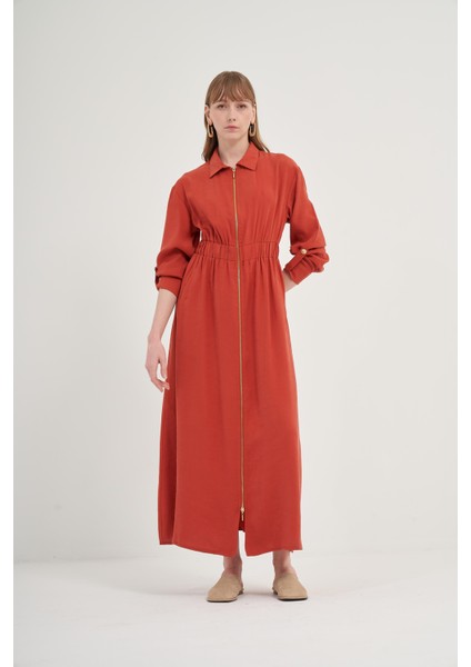 Kadın Modal Elbise Kiremit 31033