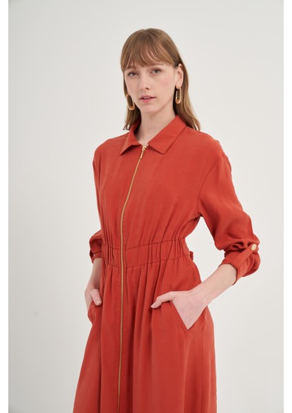 Kadın Modal Elbise Kiremit 31033 modelleri