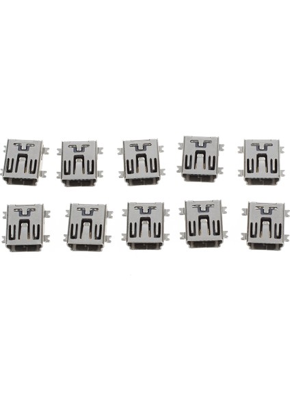 10 Adet Mini USB 5 Pin Dişi Soket Dıy Smt Konektörü Gümüş Ton Koyu Gri (Yurt Dışından)