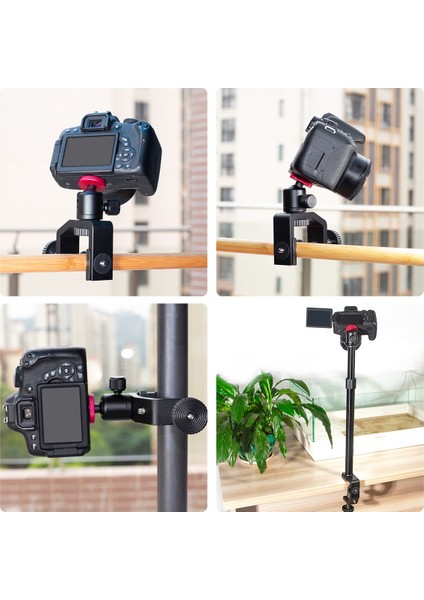 Puluz Ağır Hizmet Tipi C Kelepçeli Kamera Kelepçesi Montajı 1/4 Inç Vida ile Gopro Hero9 / Djı Osmo Aksiyon ve Diğer Aksiyon Kameraları Için (Yurt Dışından)