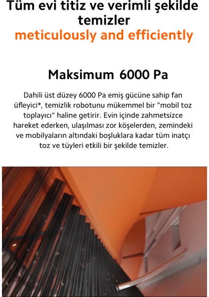 Premium Robot Süpürge - 6000 Pa Emiş Gücü, Akıllı Navigasyon Ve Otomatik Çöp Boşaltma Ile Derin Temizlik - Kendini Temizleme - Onerous Lambader Hediye
