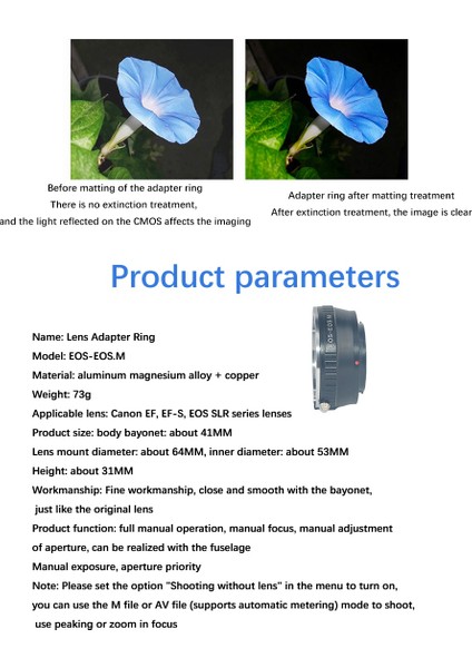 Canon Ef Eos Için Canon Eos M Eosm Eosm2 Montajlı Kamera Için Eos-Eosm Lens Adaptör Halkası (Yurt Dışından) fırsatları