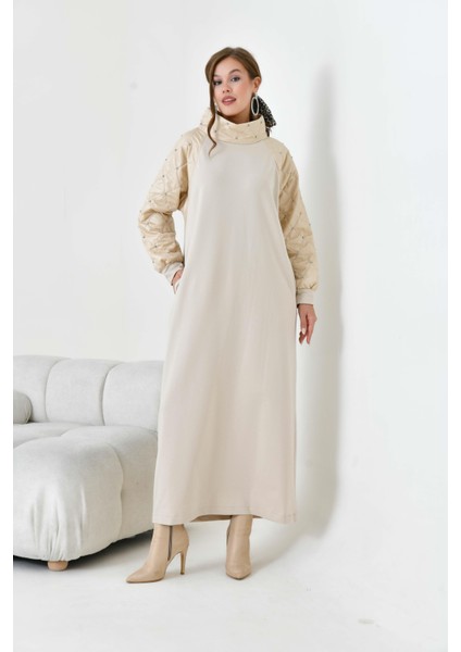 Kadın Kapitoneli İki İp Elbise Beige 30982