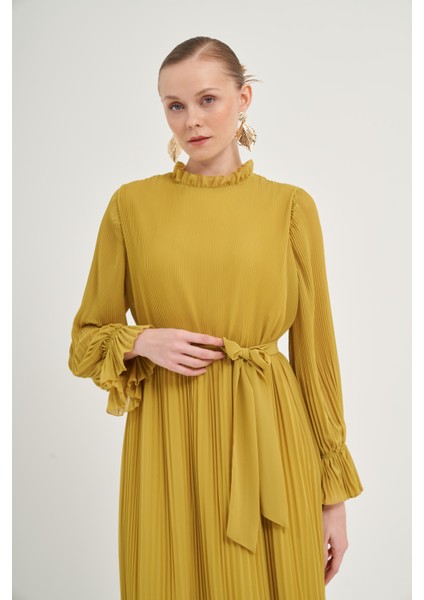 Kadın Plise Şifon Elbise KİVİ 31019 fiyatları