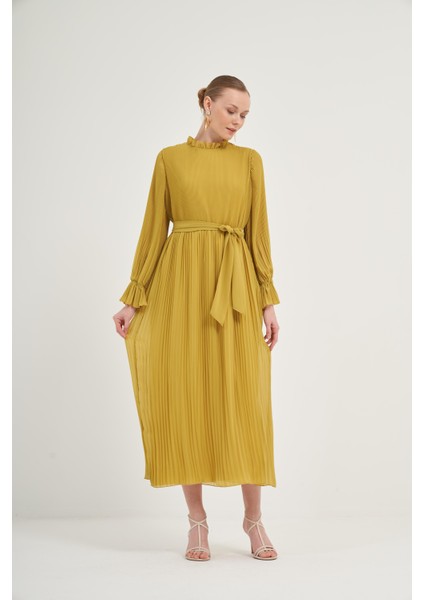 Kadın Plise Şifon Elbise KİVİ 31019 modelleri