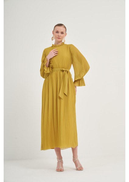 Kadın Plise Şifon Elbise KİVİ 31019 fırsatları