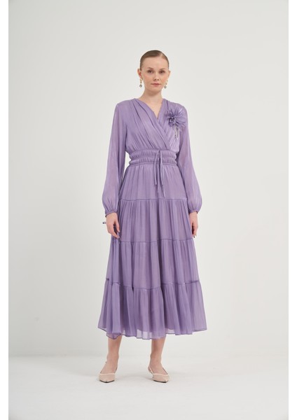 Kadın Organze Elbise Lila 31015 modelleri