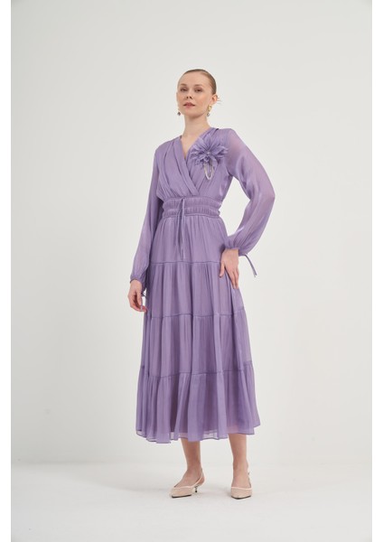 Kadın Organze Elbise Lila 31015 fırsatları