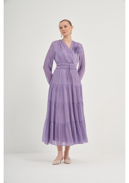 Kadın Organze Elbise Lila 31015 indirimleri