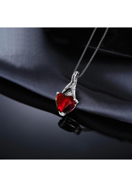 Kırmızı Taşlı Kırılmaz Kalp Kadın Gümüş Kolye fırsatları