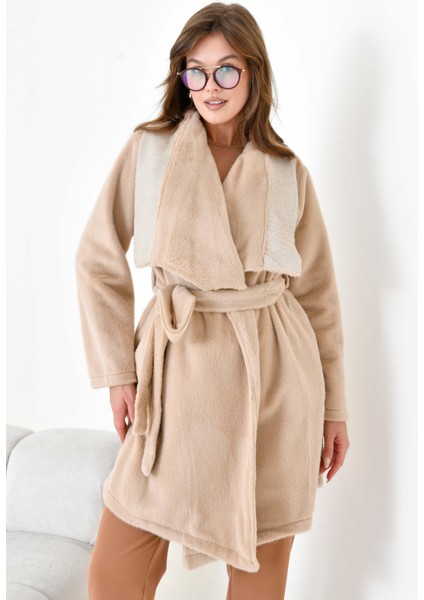 Ftz Kadın Kaşe Kaban Beige 30957