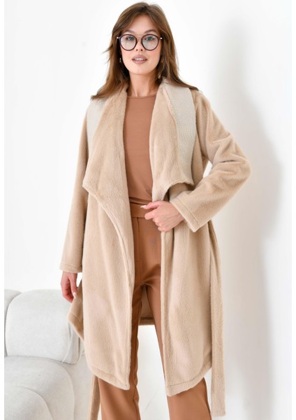 Ftz Kadın Kaşe Kaban Beige 30957