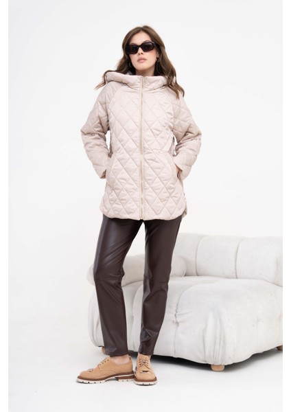 Ftz Kadın Kapitone Kaban Beige 30966