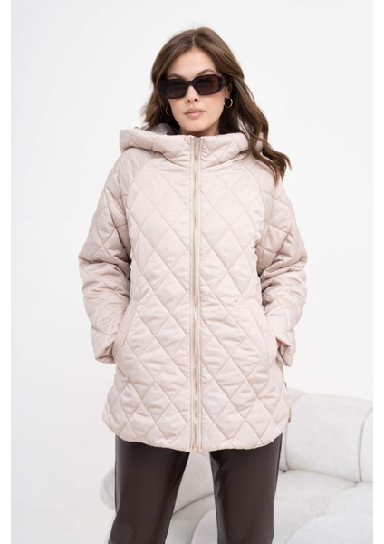 Ftz Kadın Kapitone Kaban Beige 30966