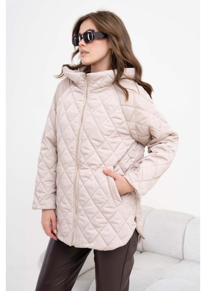 Ftz Kadın Kapitone Kaban Beige 30966