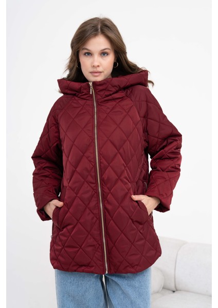 Ftz Kadın Kapitone Kaban Bordo 30966 modelleri