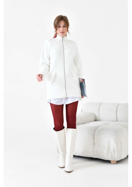 Kadın Kapitone Detaylı Kısa Kap Ekru 20875 fırsatları