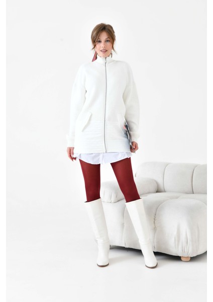 Kadın Kapitone Detaylı Kısa Kap Ekru 20875 indirimleri