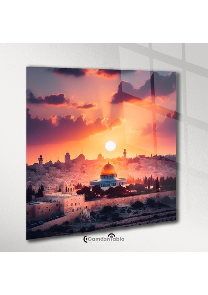 Kare Kudüs Mescid-I Aksa Cam Tablo