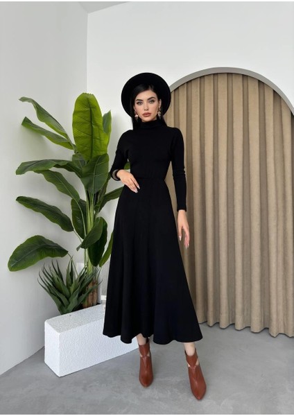 Dina Boğazlı Midi Elbise