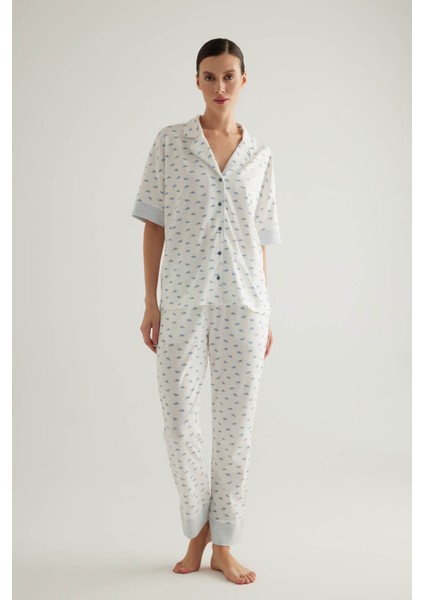 Kadın Pamuklu Gömlek Yaka Pantolon Pijama Takımı indirimleri
