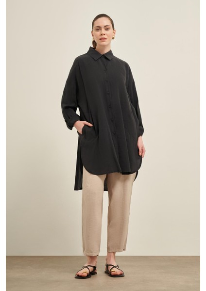 Kadın Cepli Modal Kap Siyah 31003