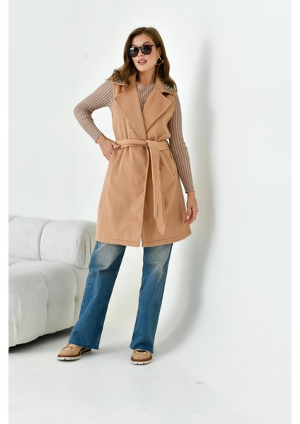Ftz Kadın Kaşe Yelek Camel 30947