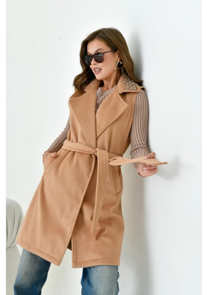 Ftz Kadın Kaşe Yelek Camel 30947