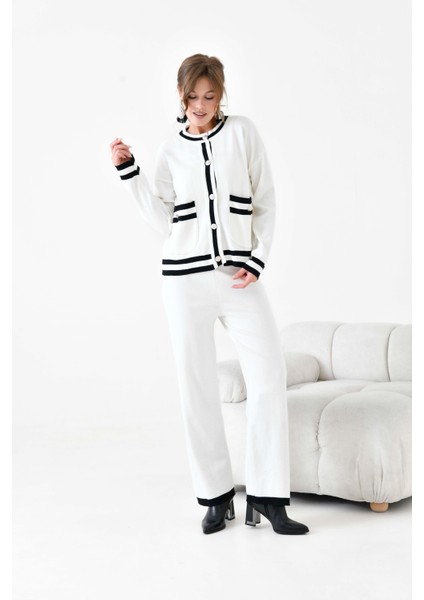 Kadın Çizgi Detaylı İkili Takım Ekru 20964 fiyatları