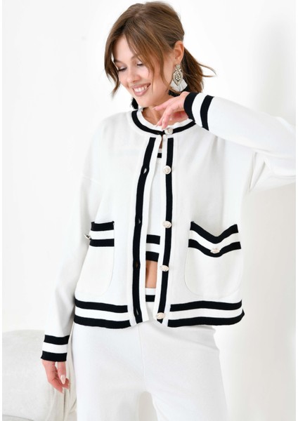 Kadın Çizgi Detaylı İkili Takım Ekru 20964 fırsatları