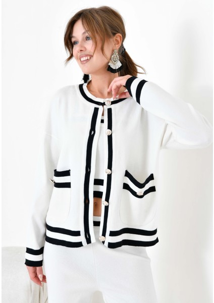 Kadın Çizgi Detaylı İkili Takım Ekru 20964 indirimleri