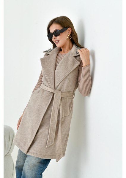 Kadın Kaşe Yelek Beige 30947 modelleri