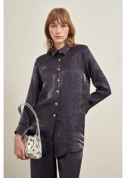 Kadın Parlak Modal Takım Lacivert 31002