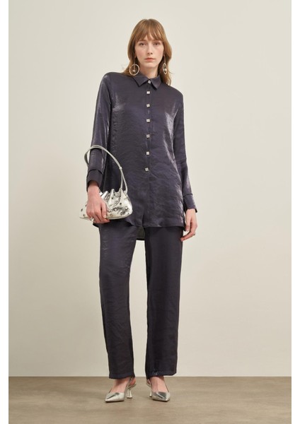 Kadın Parlak Modal Takım Lacivert 31002 fırsatları