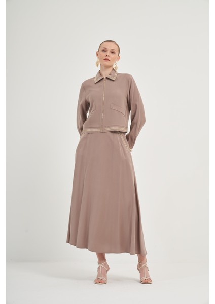 Kadın Etekli Takım Vizon 31049 modelleri