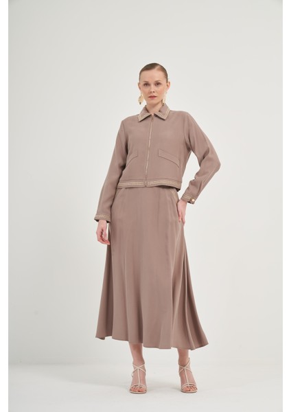 Kadın Etekli Takım Vizon 31049 fırsatları