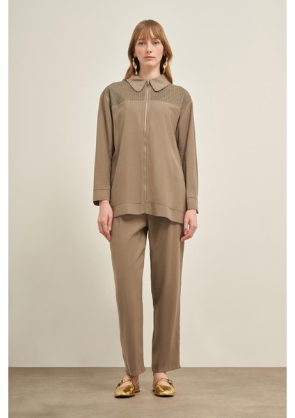 Kadın File Detay Takım Haki 31047