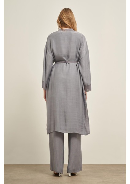 Kadın Nakışlı 3'lü Keten Takım Gri 30760 fırsatları