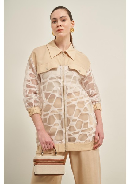 Kadın Pantolonlu Kesme Tansel Takım Beige 31029