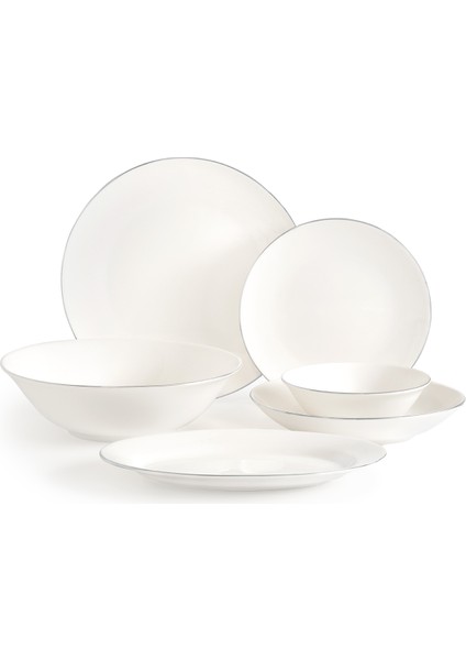 Helios 6 Kişilik 27 Parça Yemek Takımı - Beyaz/silver