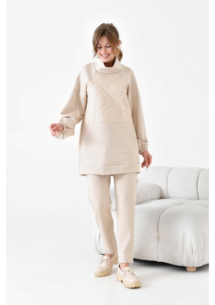 Kadın Kapitone Takım Beige 30936