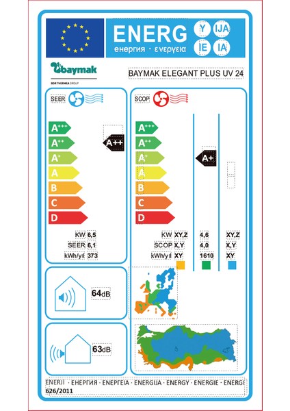 Elegant Plus Duvar Tipi Split Klima 24.000 Btu/h